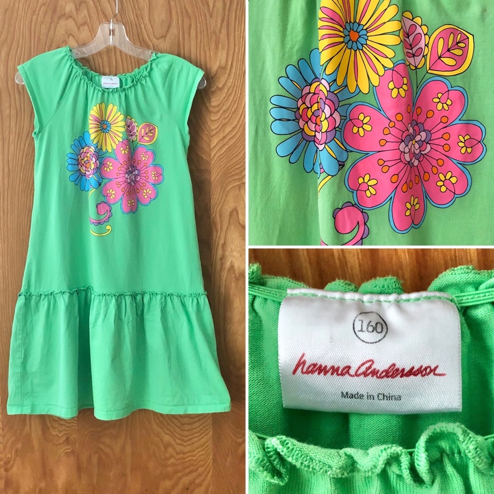 Hanna Andersson Green Embellished Sundress Sleeveless Casual